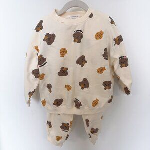 NEW‎ Korean Dailybebe Fleece-Lined Sweatshirt and Sweatpants Set 4-5T